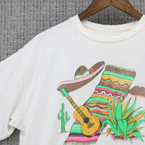 Vintage Lobo Shirt Men XL White Short Sleeve Mexico Nogales Graphic Logo Art 90s - Picture 3 of 9